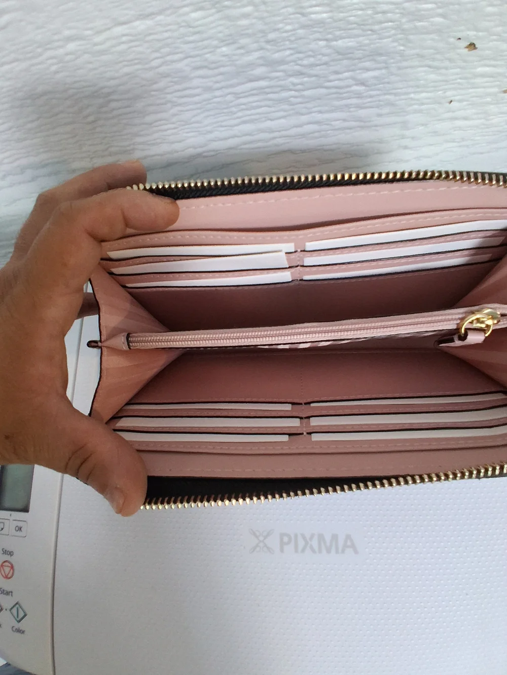 Victoria's Secret Black Quilted Zip Wallet with Gold Accent